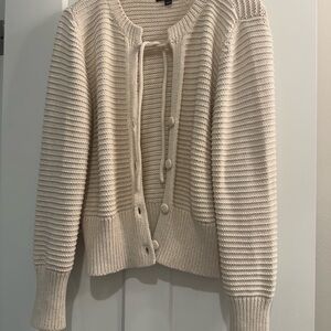 Repeat Elegant Cream Button-Up Sweater